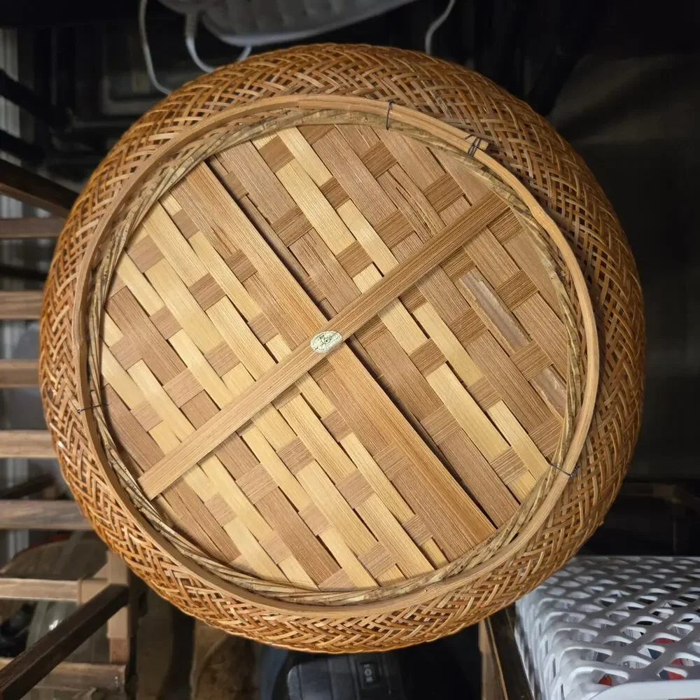 Vintage Asian Bamboo Morikago Basket Boho Organic Modern Catchall Wall Decor